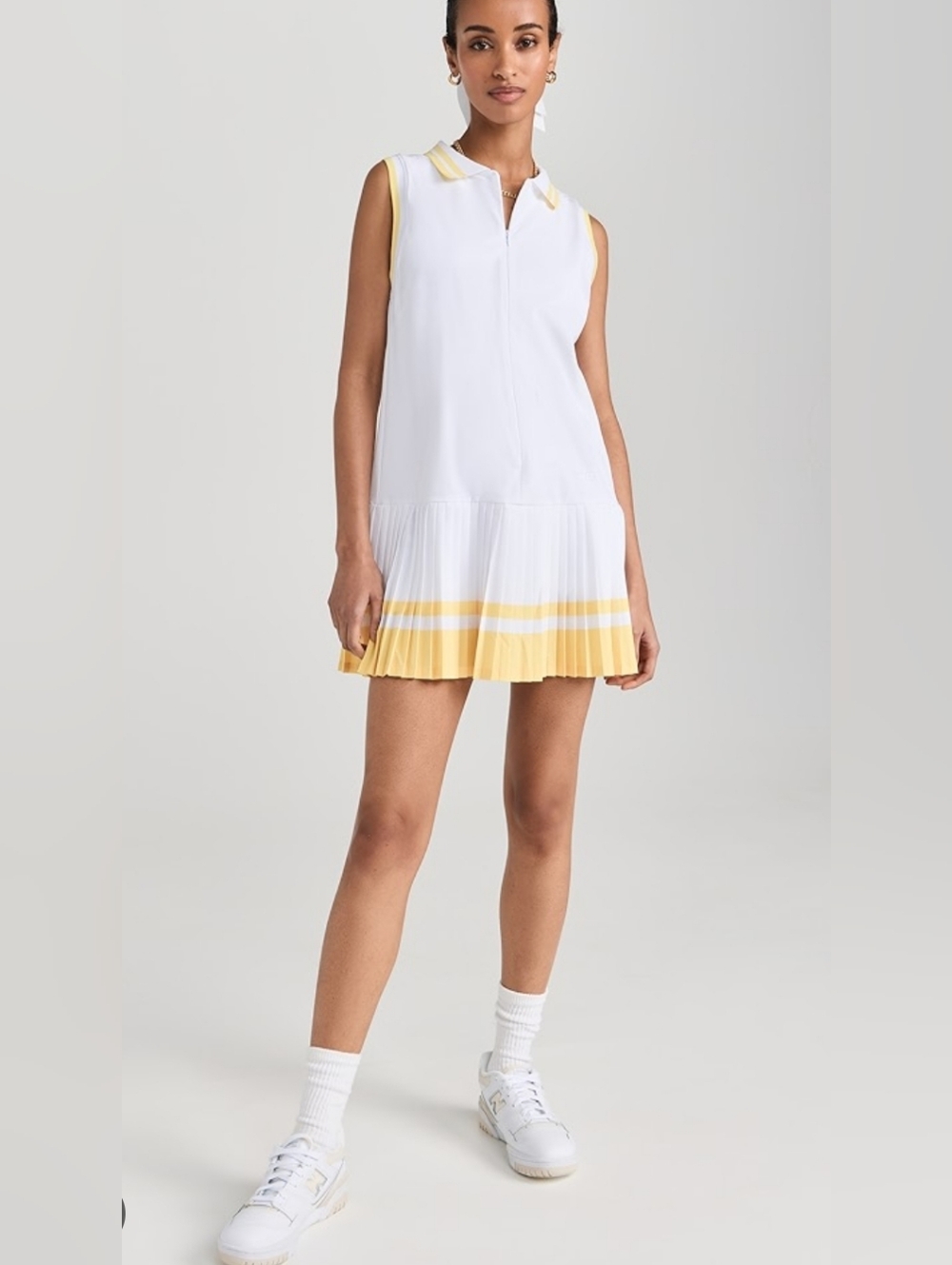Beach Riot Bria Tennis Dress - White, Yellow Size Large - Picture 1 of 8